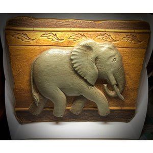 Vtg Syroco GIA Co. Elephant Safari Wall Plaques